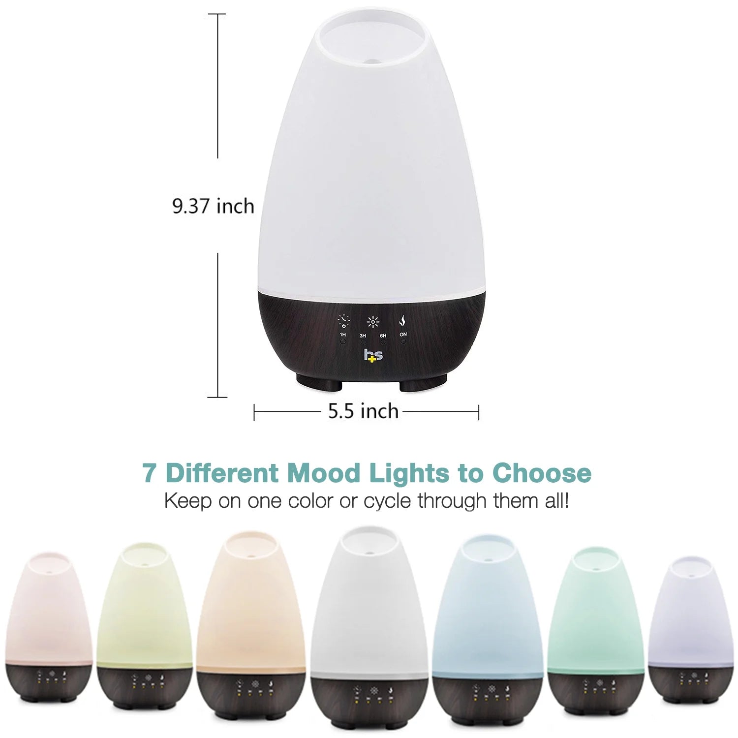 500Ml Essential Oil Diffuser & Cool Mist Humidifier for Room with Timer & Mood Lights