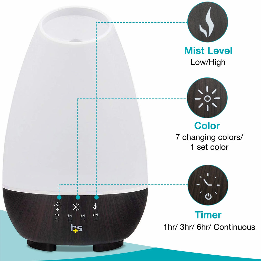 500Ml Essential Oil Diffuser & Cool Mist Humidifier for Room with Timer & Mood Lights