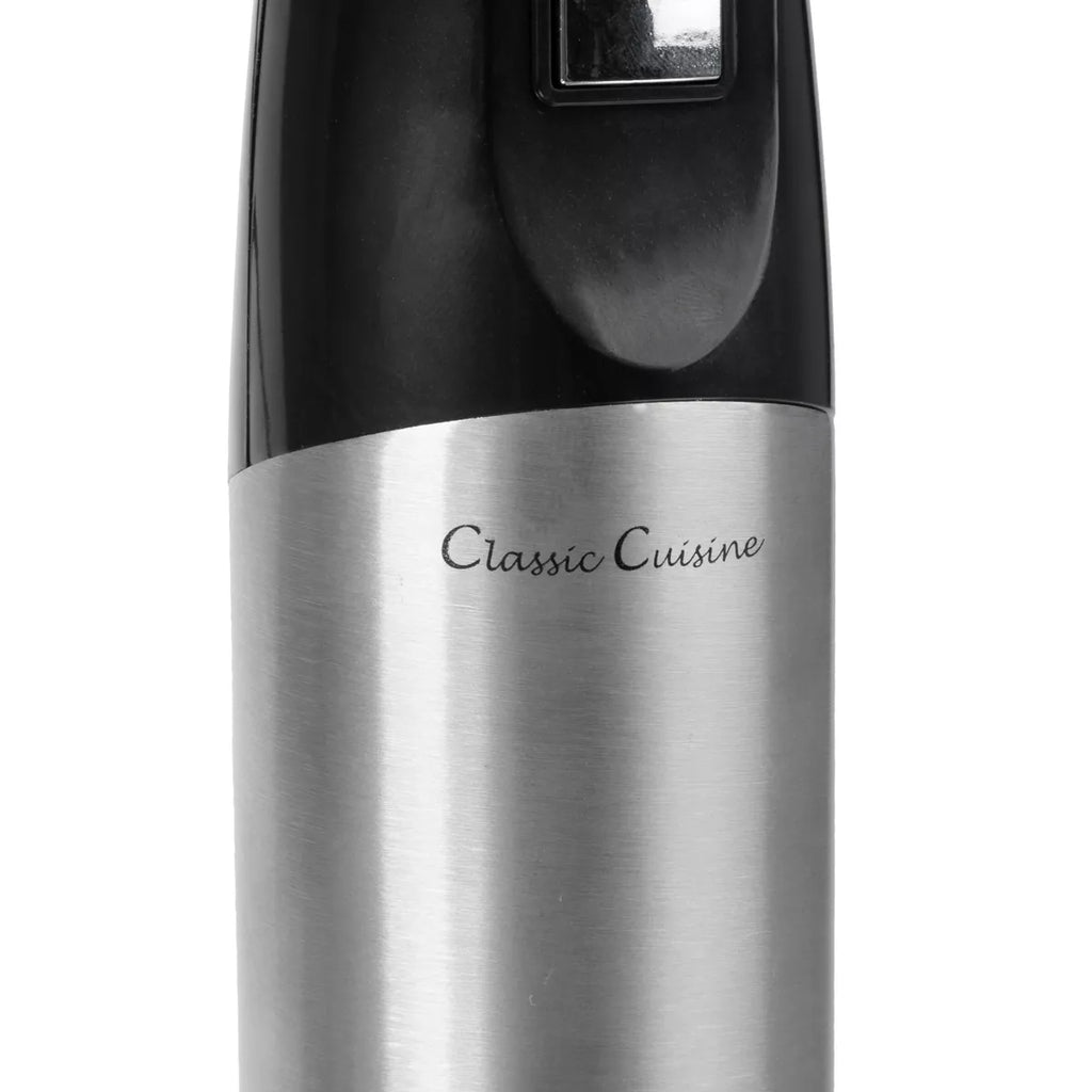 6-Speed Immersion Blender - 4-In-1 Hand Mixer with Whisk, Food Processor Cup, and 32Oz Beaker for Soup, Smoothies, and More by Classic Cuisine (Black)