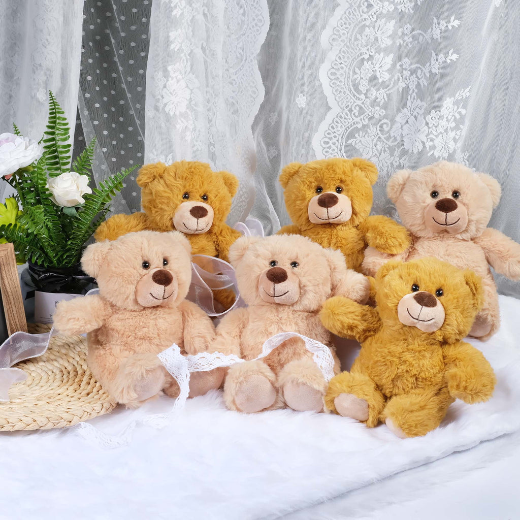 Teddy Bear Stuffed Animal, 6 Pack 10 in Bulk Plush Bear Toy Gifts for Kids Baby Toddlers