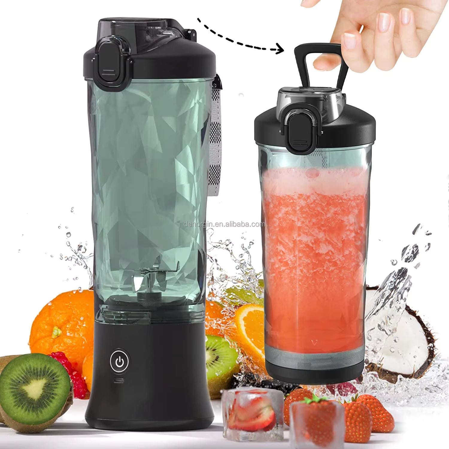 Factory Design 600Ml IP67 Travel Electric Smoothie Juice Maker Machine Automatic Juicer and Mixer Grinder Portable Blender