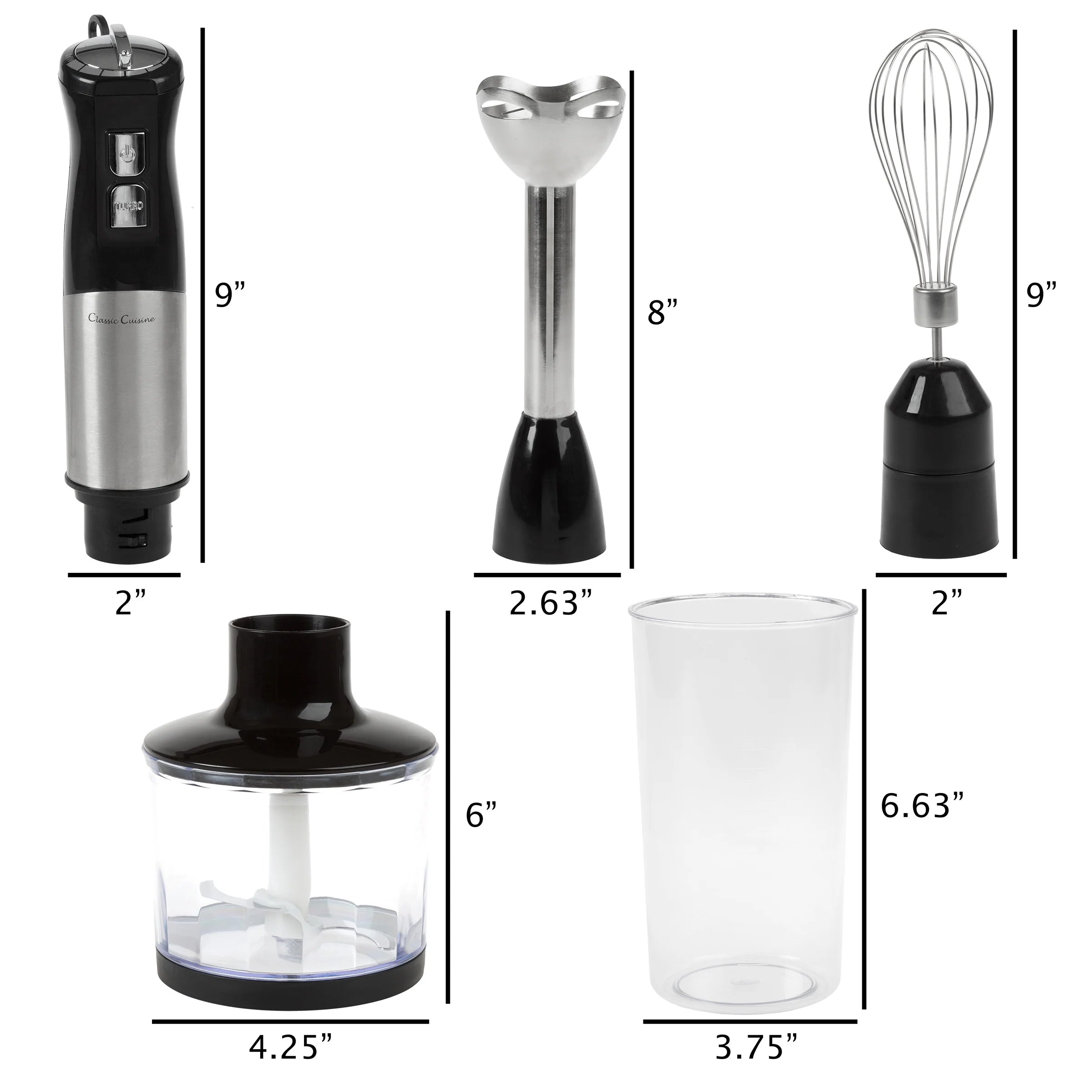 6-Speed 4-In-1 Immersion Hand Blender for Soups (Black)