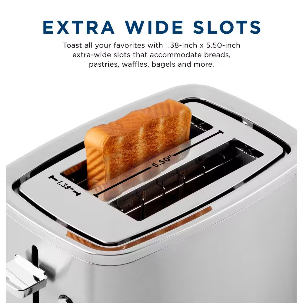 2-Slice Stainless Steel Wide Slot Toaster with 7 Shade Settings