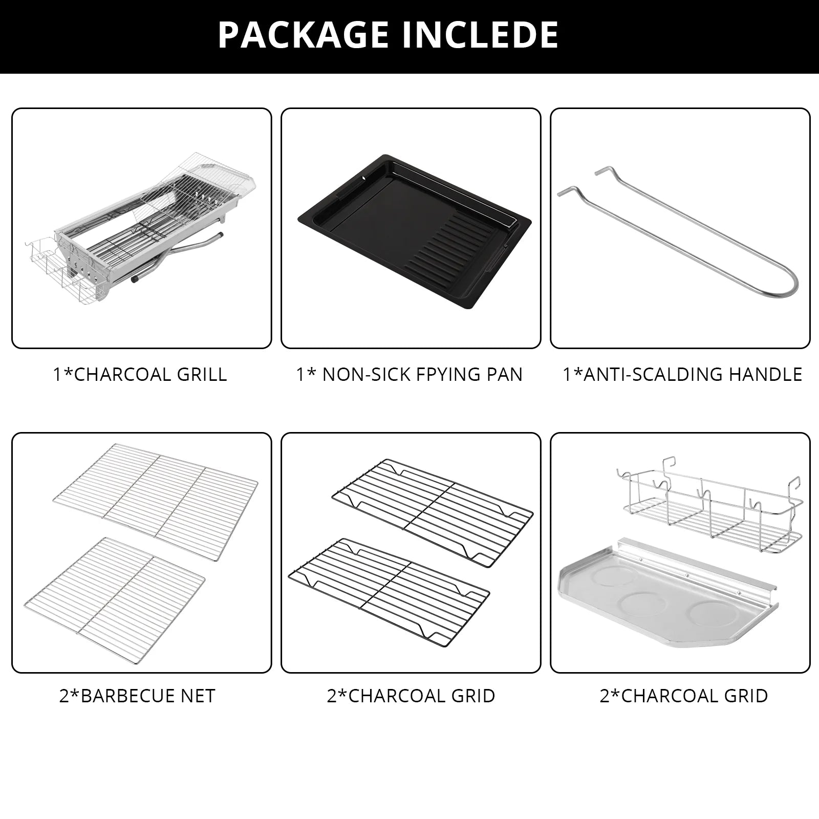 39'' Grill BBQ Grill Portable Camping Charcoal Grill Foldable